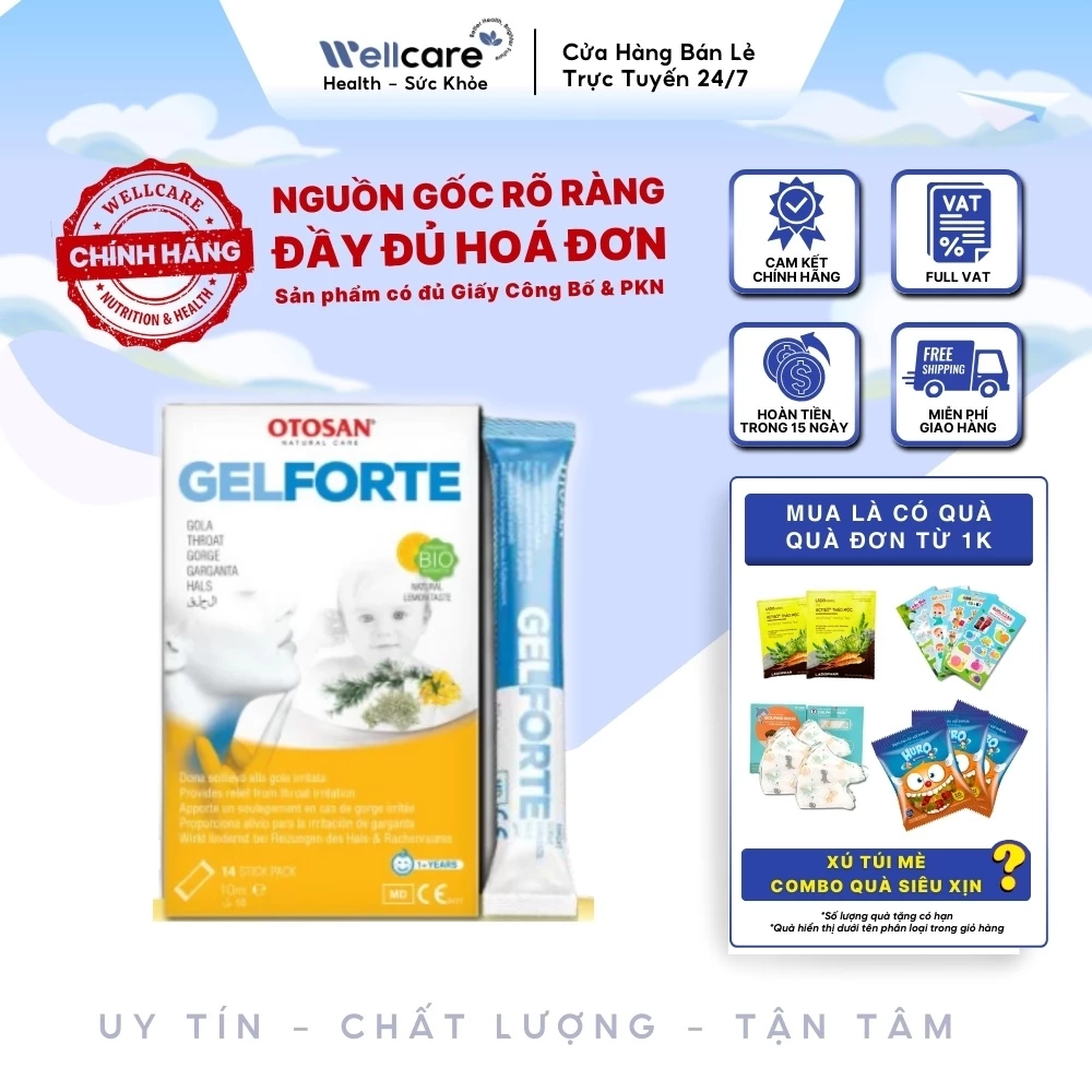 [✨CHÍNH HÃNG] Gel ngậm họng Otosan GELFORTE 14 gói - Hỗ trợ giảm đau rát họng, làm dịu nhanh chóng