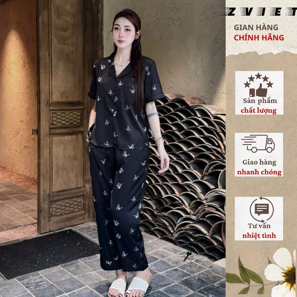 Bộ đồ ngủ nữ bộ Pijama quần dài lụa mặc mát Mềm Mịn, Kiểu Dáng Nhẹ Nhàng Cho Phụ Nữ CD32