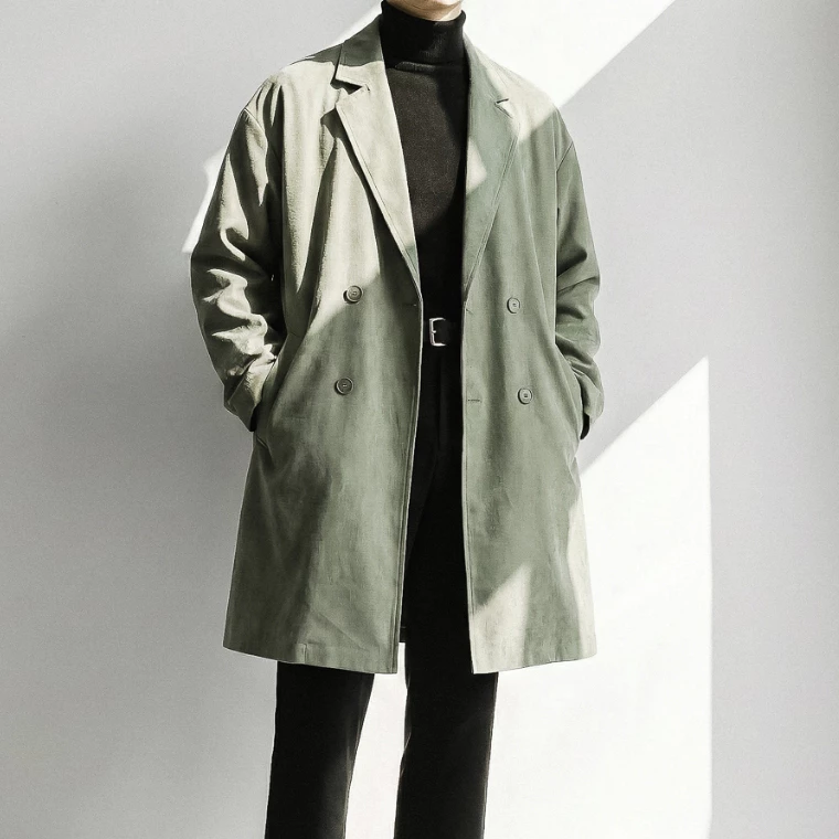Áo Khoác Măng Tô Da Lộn, Dáng Ngang Gối, Áo 2 Lớp, Dáng Unisex, Fom Vừa Người, style Hàn Quốc - AK182