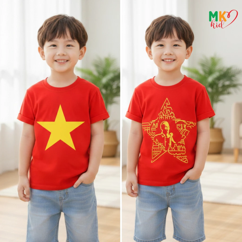 Áo Thun Cho Bé Trai 8-25Kg,  Áo Phông Cộc Tay Chất Cotton Mềm Mát Cho Bé Mặc tết mặc đi học