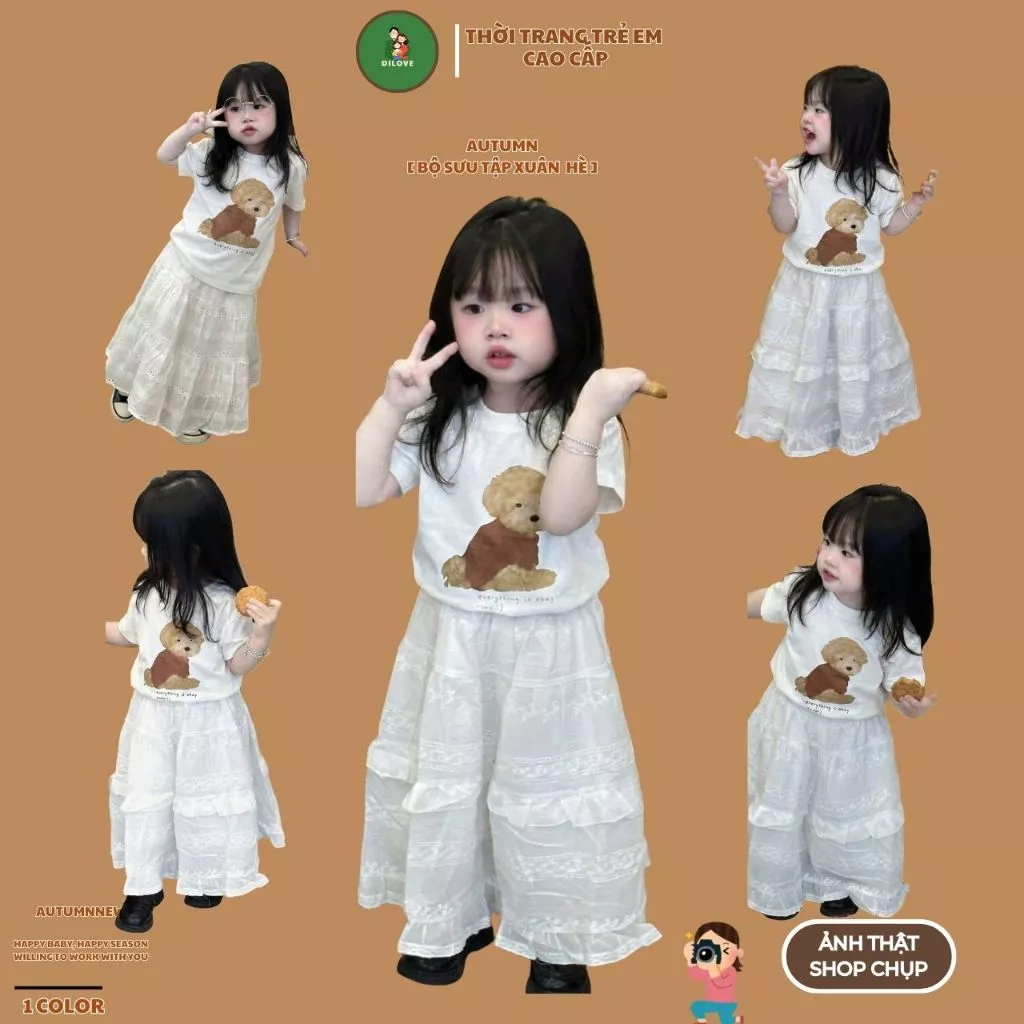 Áo Thun Cho Bé , Áo Thun Bé Trai Bé Gái Chất Liệu Cotton in Hình Dễ Thương | DILOVE - Áo Thun Ngắn Tay Cho Bé | TRẮNG