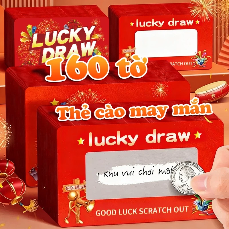 Thẻ cào may mắn Tết 2026 - Combo 160 thẻ cào quà tặng dễ thương ghi lời chúc và tạo niềm vui trúng thưởng