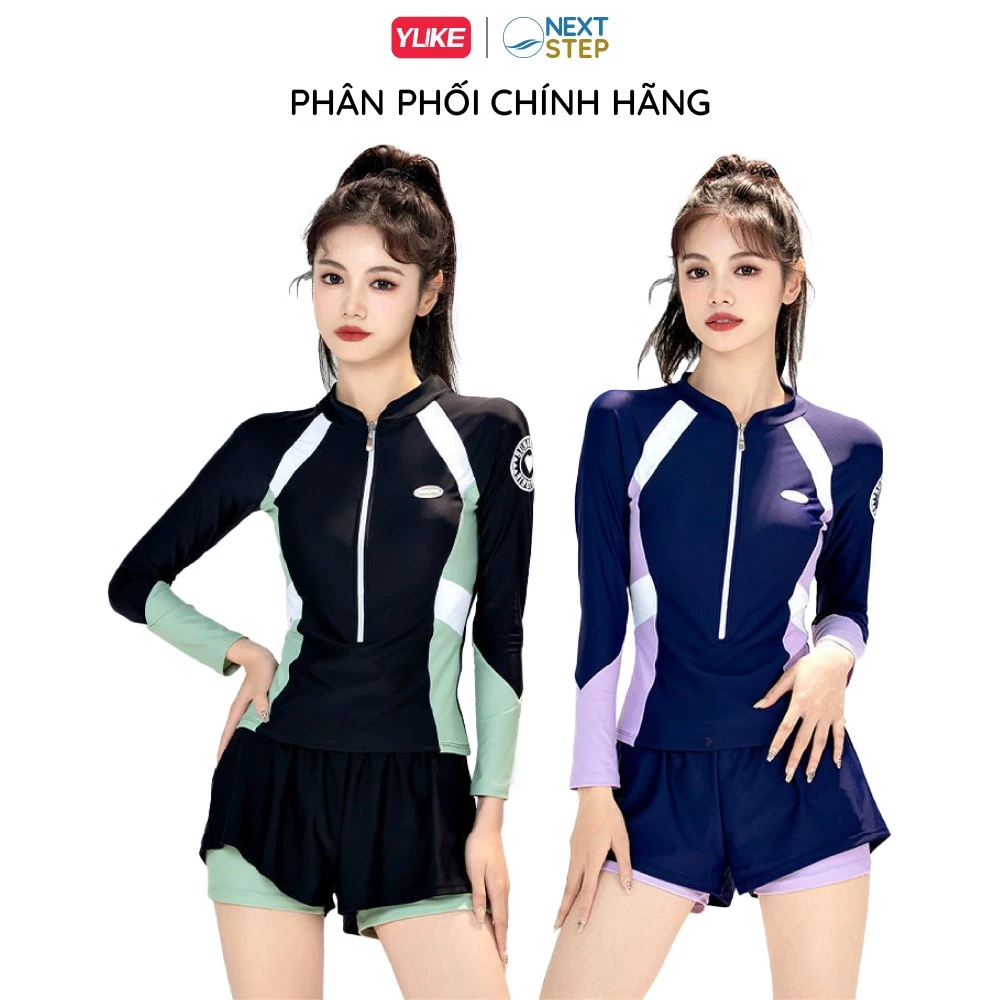 Đồ bơi nữ hiệu YUKE tay dài chất vải mềm mại thiết kế trẻ trung năng động cho vận động thể thao