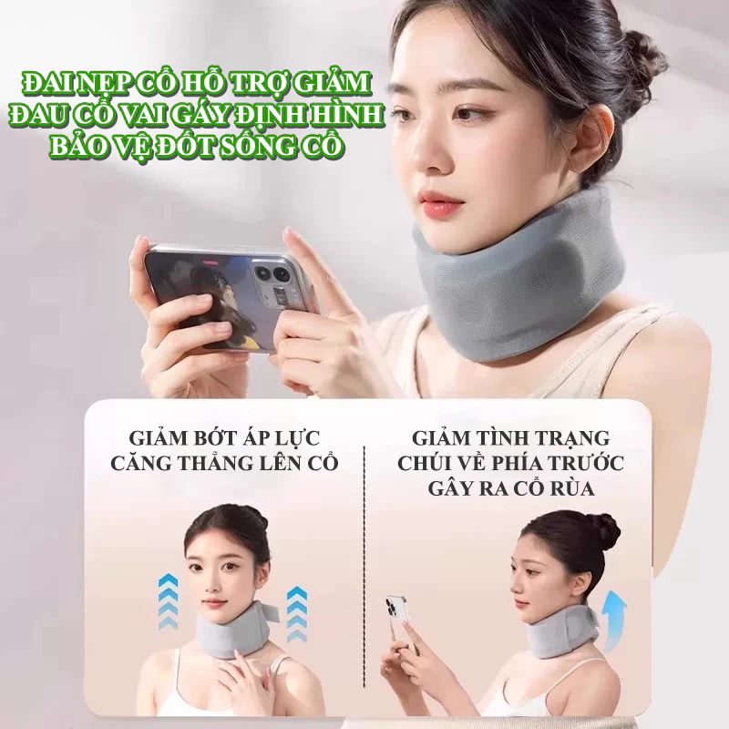 Đai nẹp cổ giúp định hình giảm đau cổ vai gáy, tránh cổ rùa trật cổ bảo vệ đốt sống cổ chất liệu mút xốp mềm mại DNC0001
