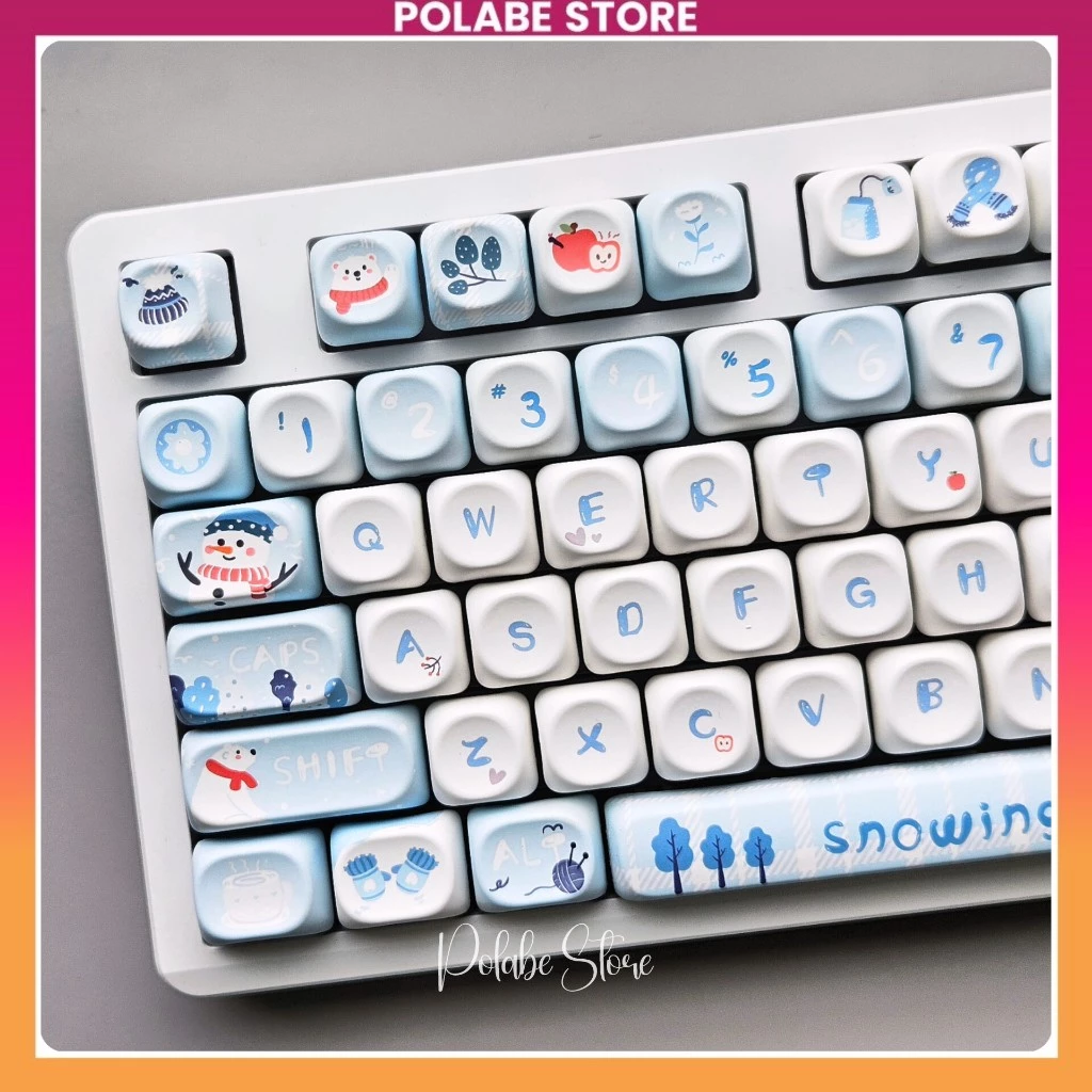 Keycap Snow Winter MOA Profile PBT Dyesub Keycap Bàn Phím Cơ 60 65 75 TKL Fullsize - Polabe