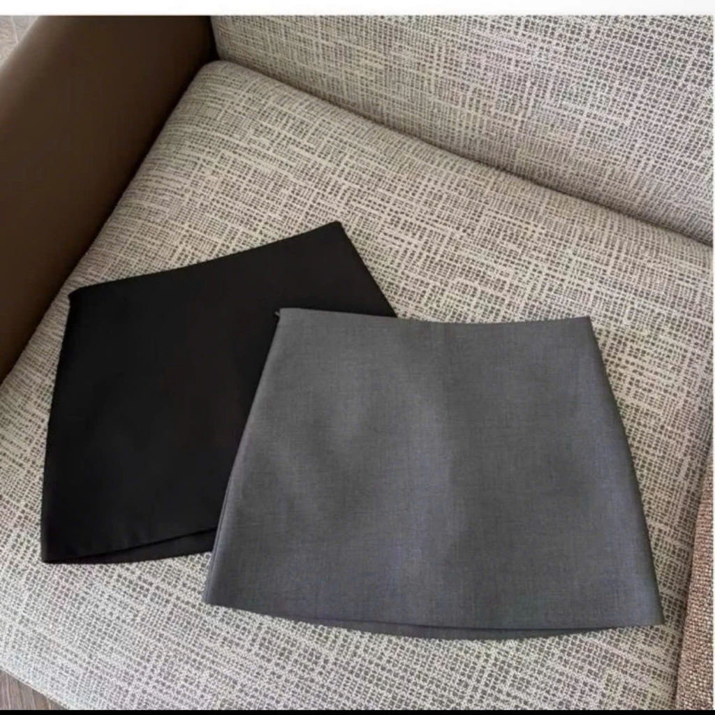 Chân Váy Chữ A Ngắn Cạp Trễ Phong Cách Y2K (Có Quần Bảo Hộ)