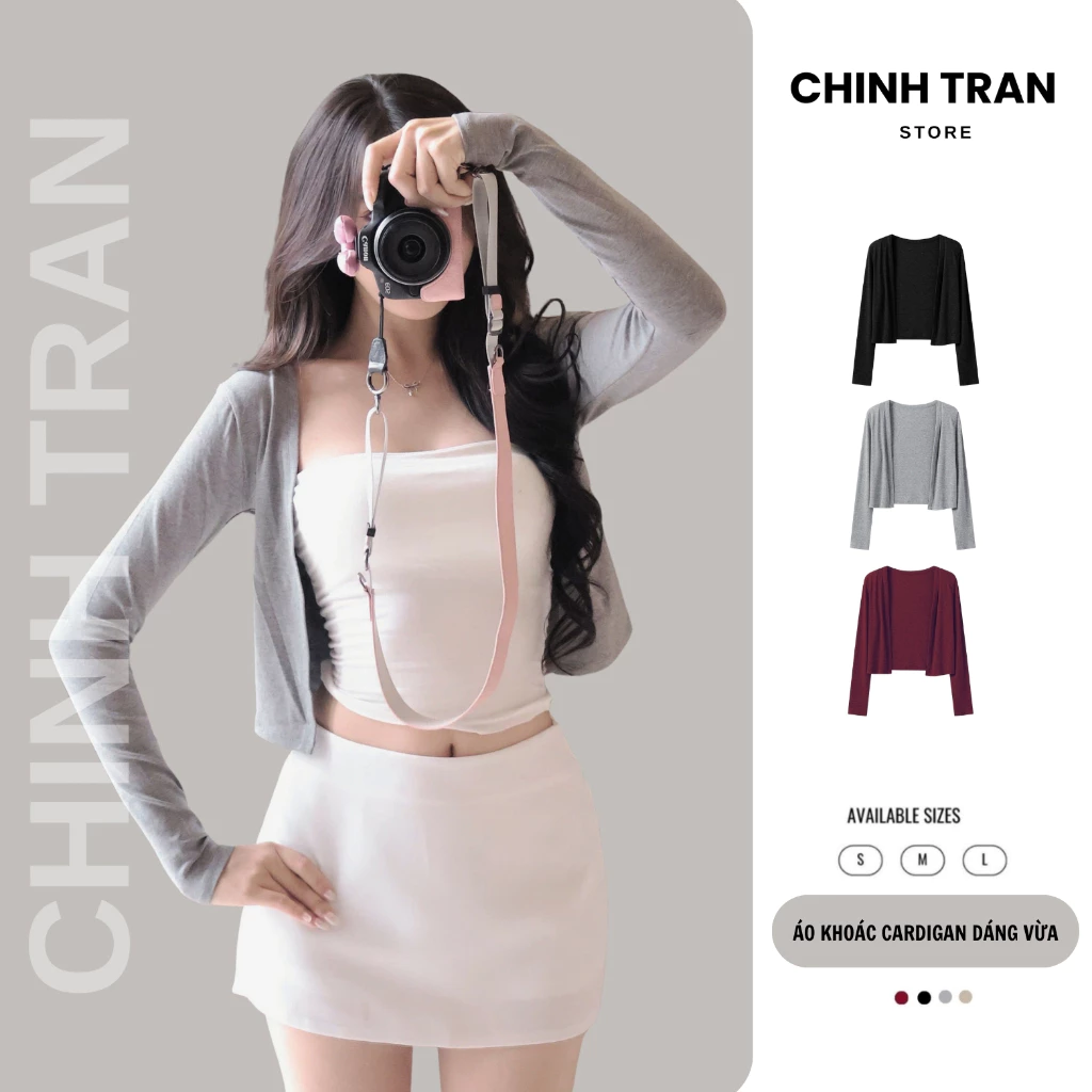 Áo Khoác Cardigan Nữ - Dáng Vừa, Vải Cotton Mịn, Mềm Mại, Thoáng Mát, Co Giãn Êm Ái Chinh Trần Store - KHOÁC KHÔNG NÚT