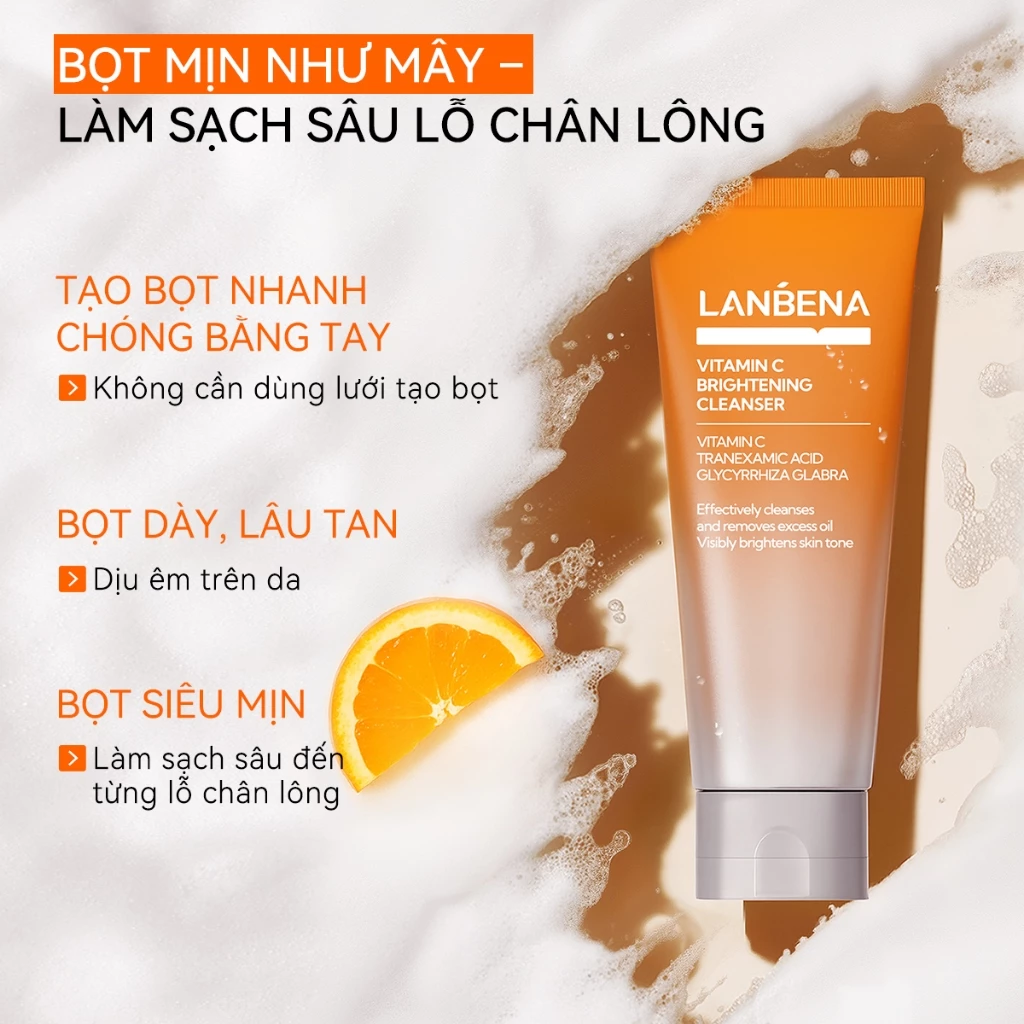 LANBENA Sữa rửa mặt (100g) -tạo bọt axit amin hỗ trợ giảm mụn, làm sạch da, kiểm soát dầu, dịu nhẹ, lành tính,Skincare