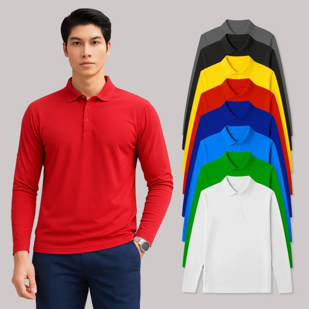 Áo Thun Cá Sấu Polo Dài Tay Cổ Bẻ THOITRANG24H Nhiều Màu Vải Cá Sấu Mè Nhẹ Mát Co Dãn Tốt
