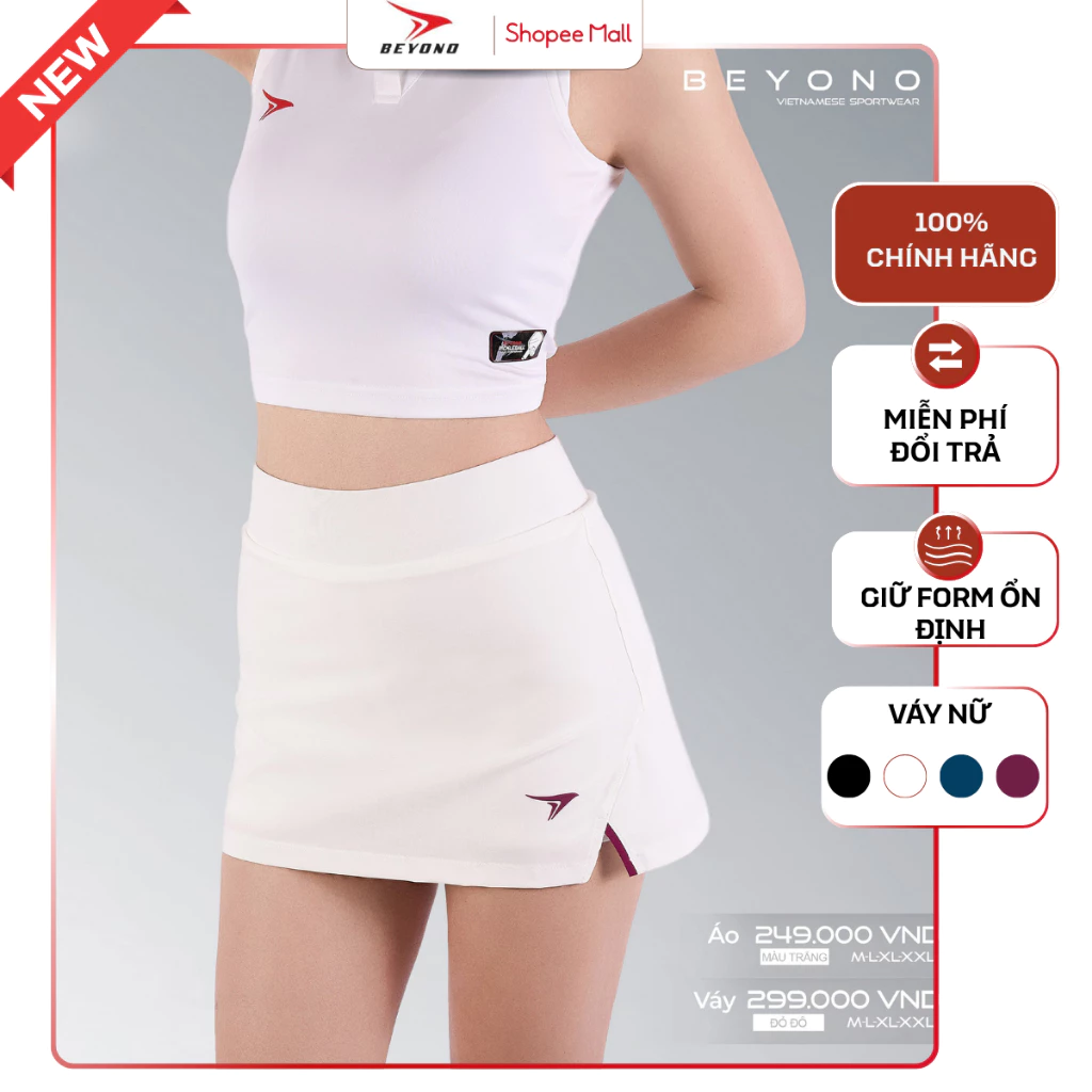 [Tăng Size] Váy Thể Thao Nữ Cầu Lông, Pickelball, Tenis Beyono Nova Form Chữ A Fit Dáng, Lót 2 Lớp
