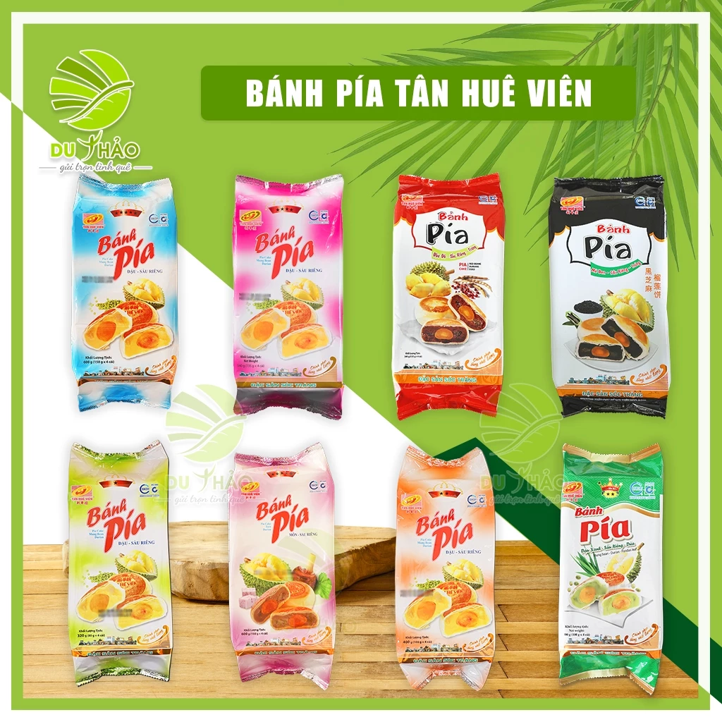 Bánh pía Tân Huê Viên Sầu Riêng Trứng Muối, đặc sản Sóc Trăng, gói 4 bánh làm quà tặng, đặc sản Việt Nam