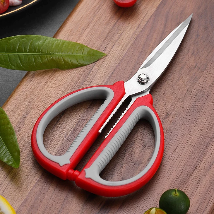 Kéo Nhà Bếp Đa Năng Cắt Gà Xương Kẹp Càng Cua Các Loại, Kéo Bếp Đa Năng Inox Cán Nhựa Đỏ 88518