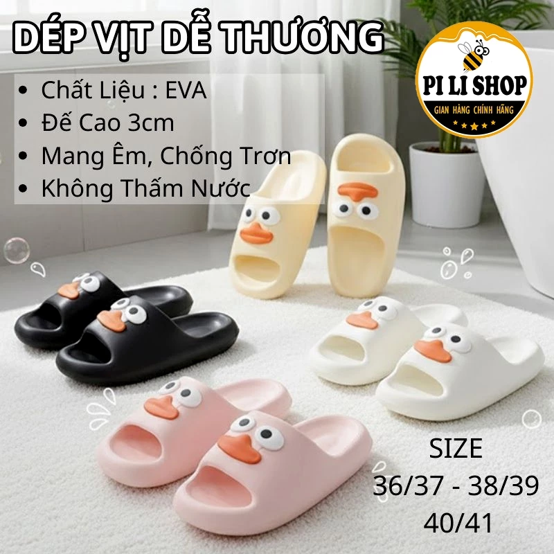 Dép Nữ Hoạt Hình Vịt EVA Siêu Nhẹ Xinh Xắn, Dép Đi Trong Nhà Đế Êm Chống Trượt Không Thấm Nước