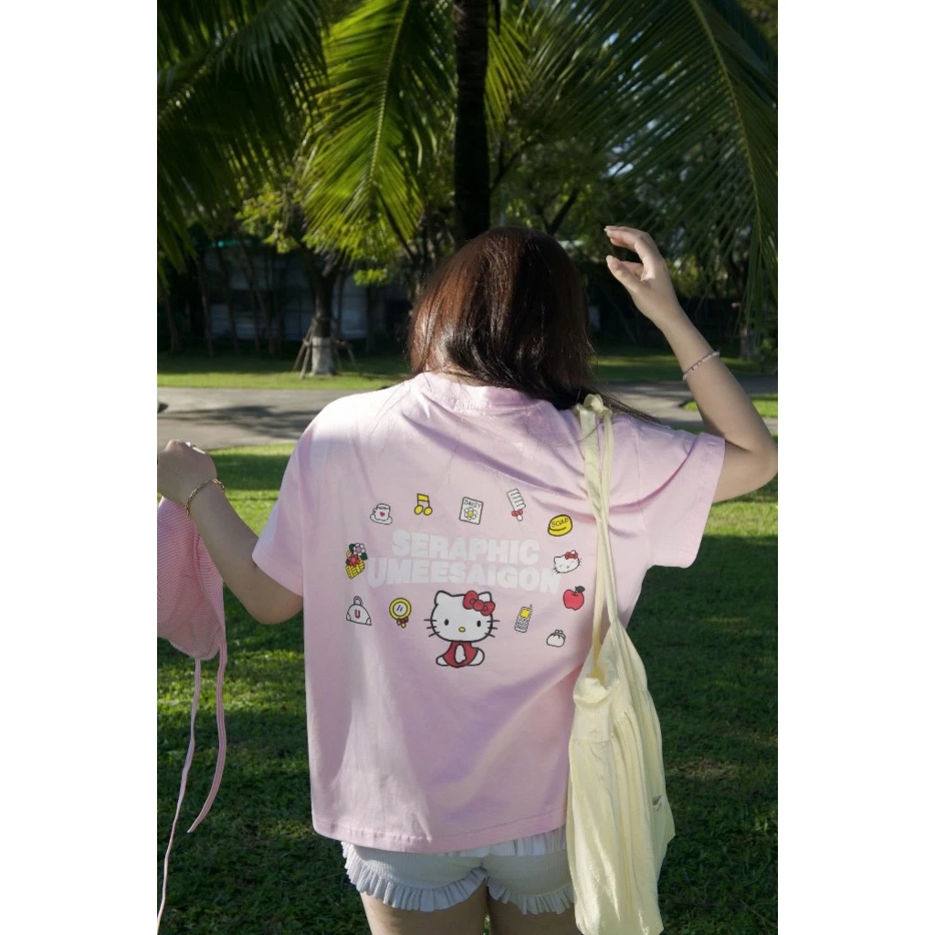 UMEESAIGON Áo Thun Form Boxy Tay Ngắn Cotton Cổ Tròn Nam Nữ " UME SERAPHIC + UME MÈO NƠ ĐỎ "