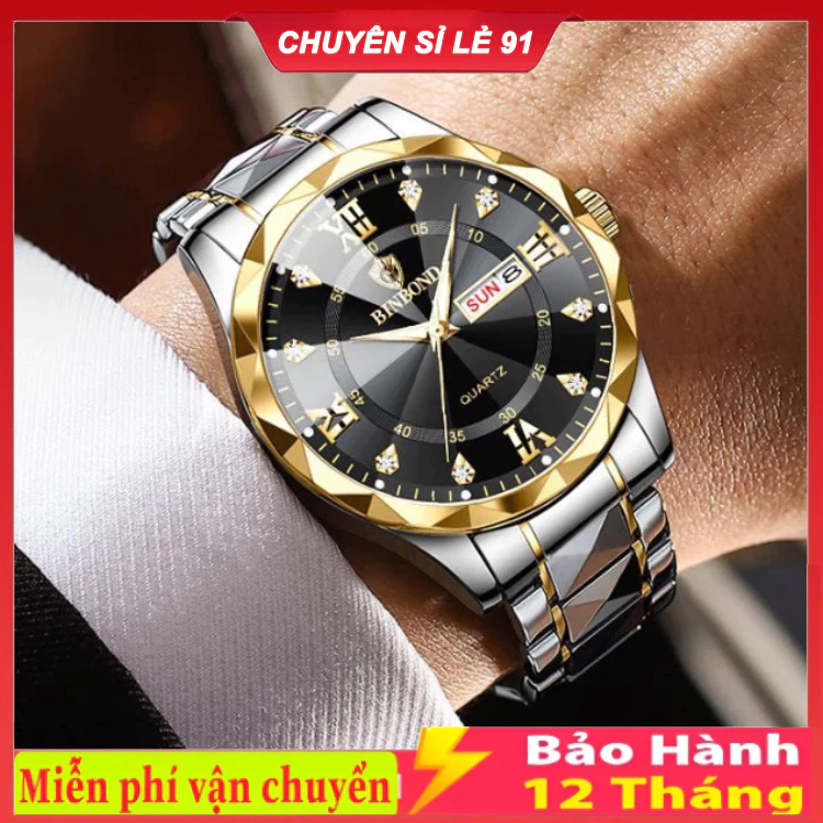 Đồng Hồ Nam BINBOND I22 Kiểu Quartz Mặt Kính Sapphire Thép Chống Gỉ Chống Nước.