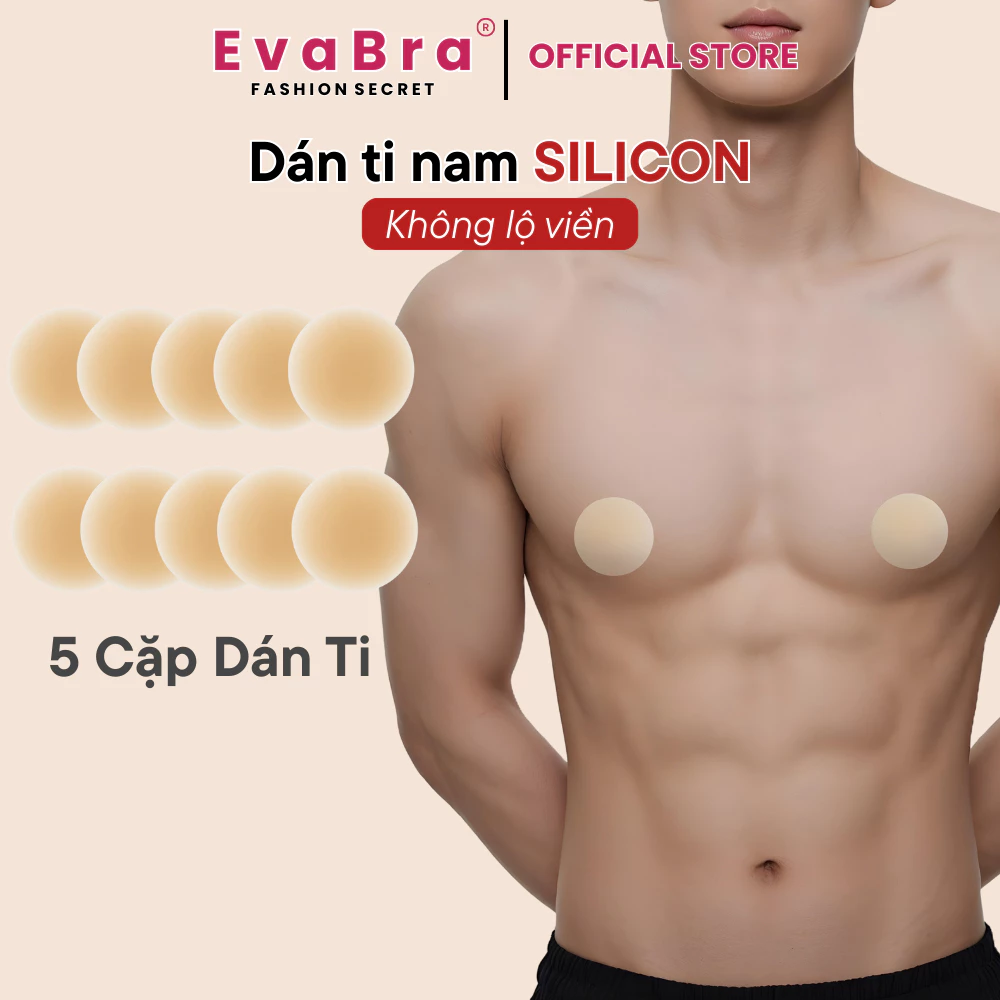 Combo 5 Cặp Miếng Dán Ti Nam Silicone Chống Lộ Núm Đường Kính 5cm Không Viền Evabra 118