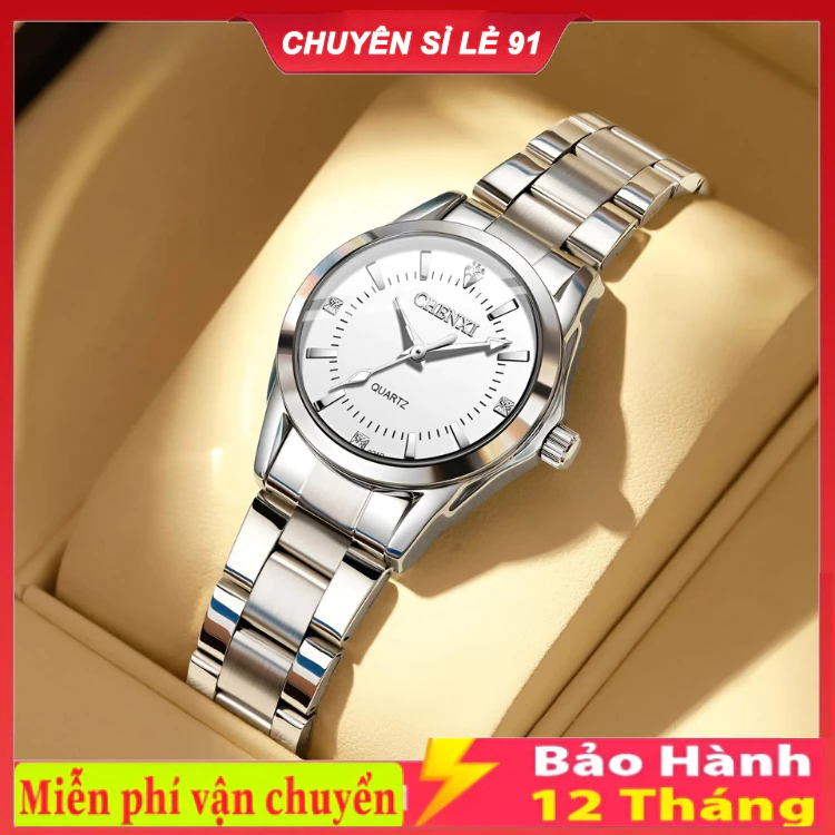Đồng Hồ Nam Nữ CHENXI Dây Thép Không Gỉ Chống Nước Mặt Tròn Nhập Khẩu Chính Hãng Cao Cấp