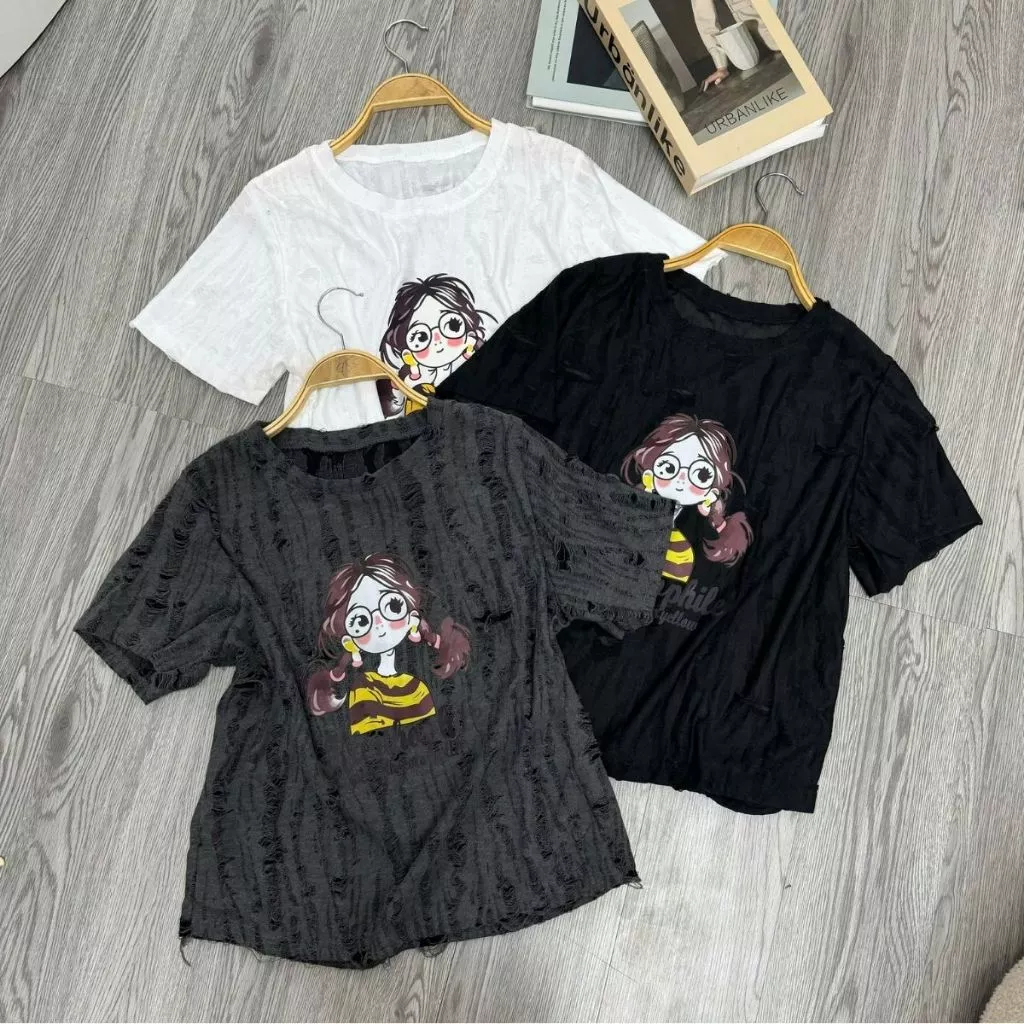 Áo thun xược bigsize nữ cổ tròn in cô gái vải mềm mại  thoáng mát cho nữ chubby từ 50 đến 92kg A287