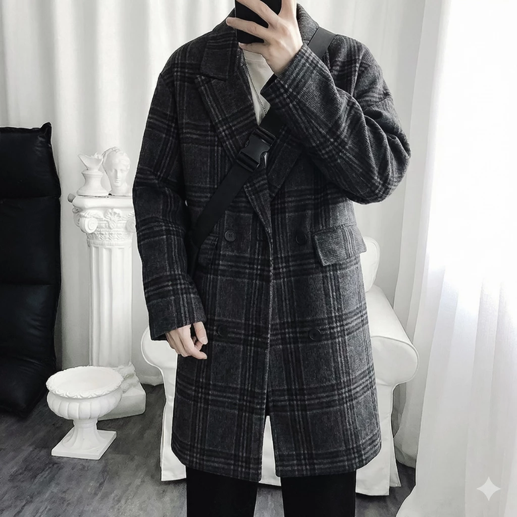 [Sẵn+HỏaTốc] Áo Khoác Blazer Họa Tiết Kẻ Vintage Nam Cao Cấp, style Hàn Quốc, Áo Fom Rộng, Trẻ Trung - AK186