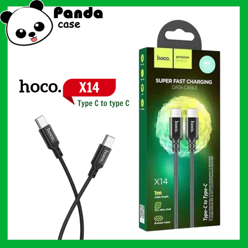 Dây Cáp Sạc Nhanh  HOCO X14 Type C to Type C 60W PD Bọc Dù Cao Cấp dài 1 Mét Cho 15-17Promax ,Samsung, Xiaomi, Oppo, ...