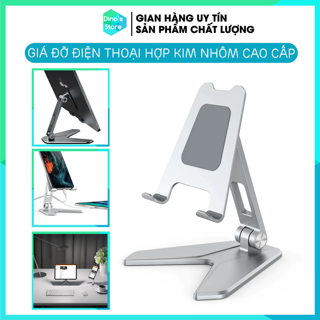 Giá đỡ điện thoại giá kê máy tính bảng tablet cho iPhone, iPad, Surface, Samsung P10 P25 hợp kim nhôm cao cấp gấp gọn