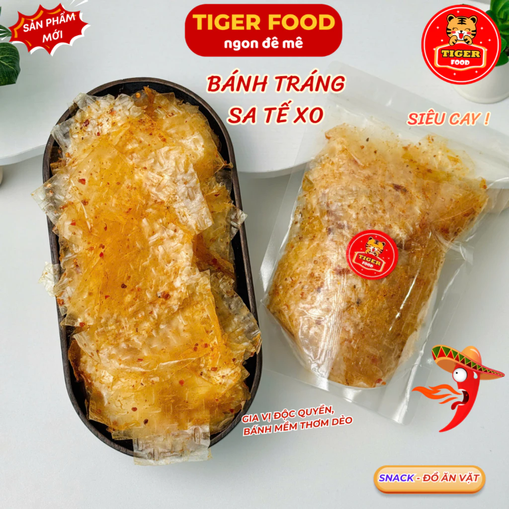 Bánh Tráng Sa Tế XO TIGER FOOD Bánh Tráng Sa Tế XO Siêu Cay - Đồ Ăn Vặt Sài Gòn Snack Thức Ăn