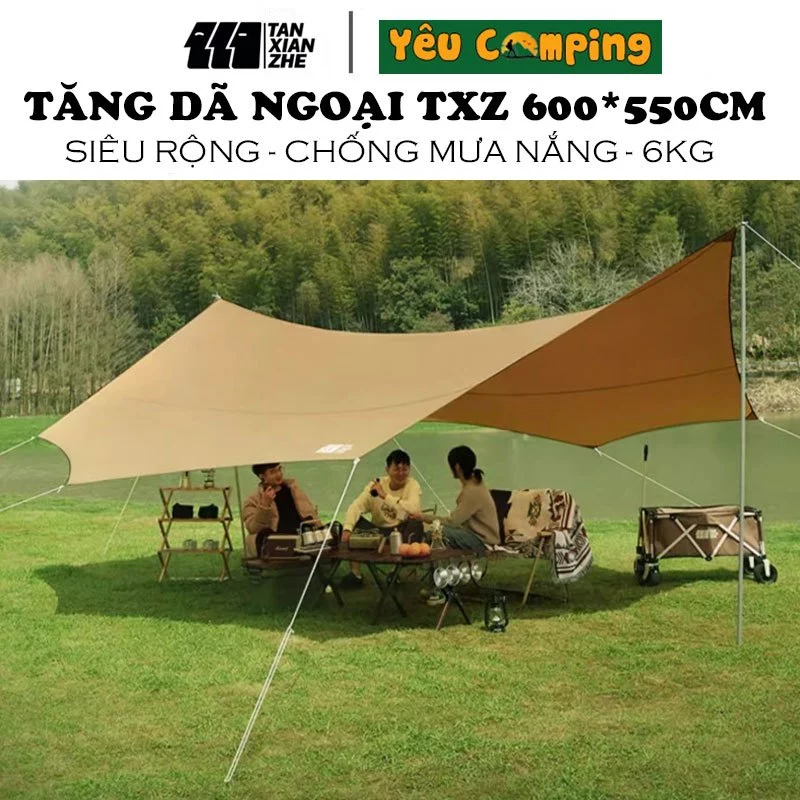 Tăng lều TANXIANZHE size lớn dùng 8-10 phủ bóng rộng chống thấm khung cột chắc chắn