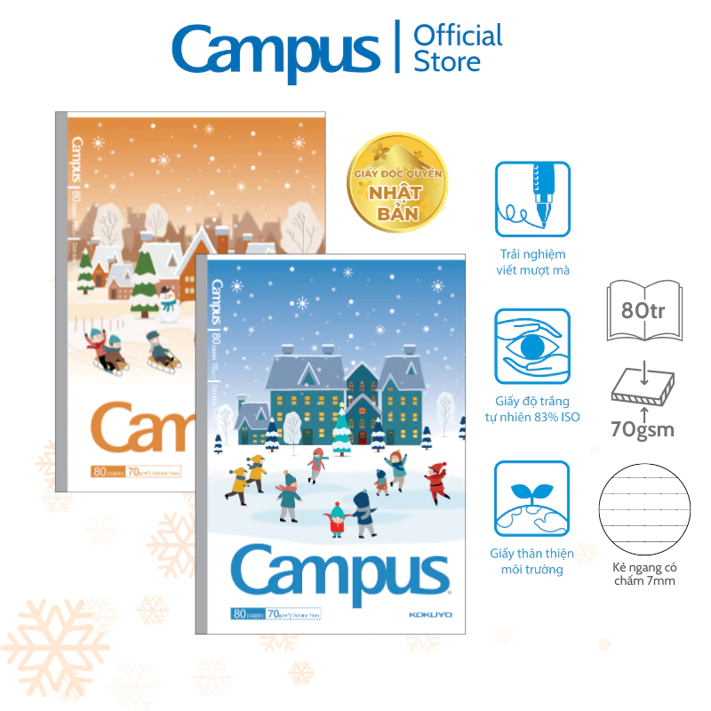 Vở Giấy Nhật Campus Winter Limited A5/B5 80-96 trang Chất Giấy Nhật Mịn Viết Mượt Mà Chính Hãng Campus