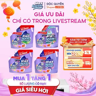[LIVE] [MUA 1 TẶNG 1] Túi Nước Giặt Xả MaxKleen 3.8kg/ 3.6kg + Túi Nước Giặt Xả 1.2kg Mùi ngẫu nhiên