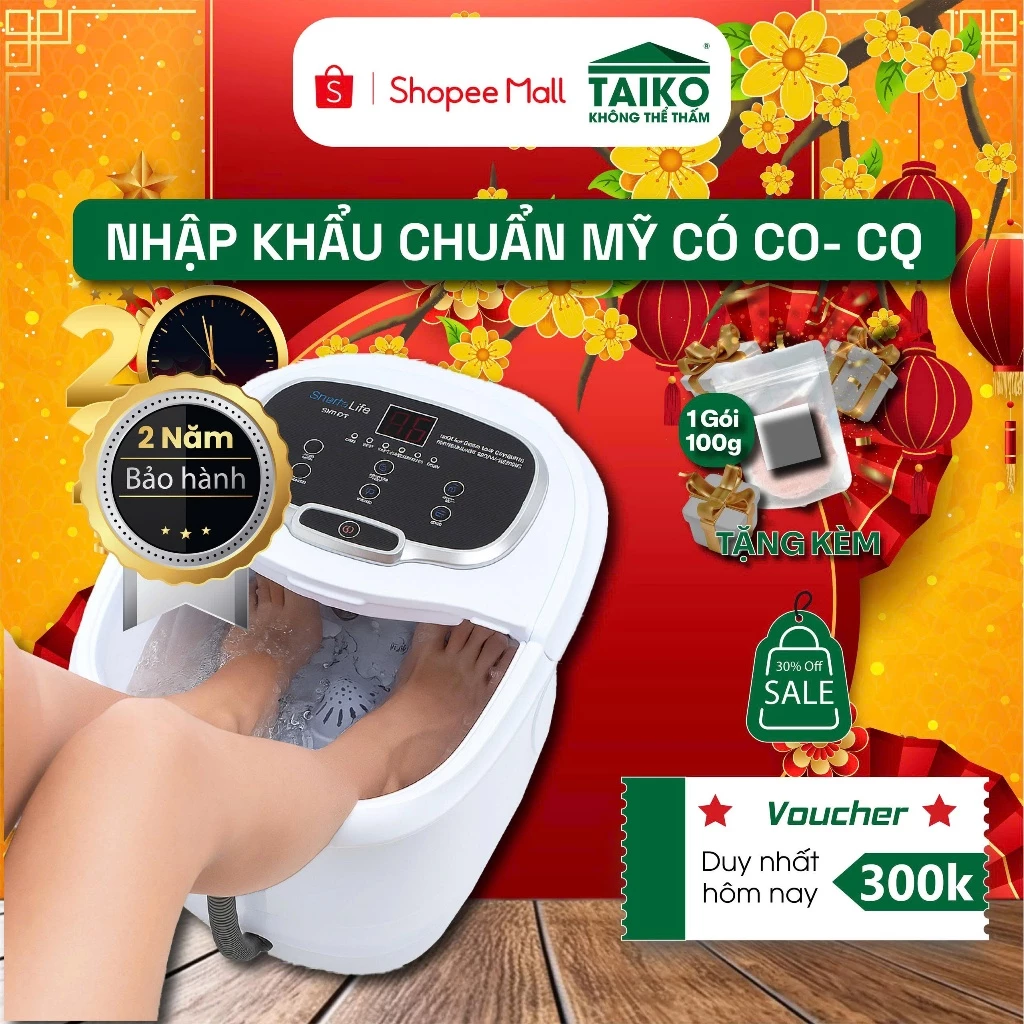 Bồn Ngâm Chân Tự Động SereneLife SL12 NEW 2025 Nhập Khẩu Mỹ, BH 2 Năm - Tặng 1kg Muối Hồng Himalaya
