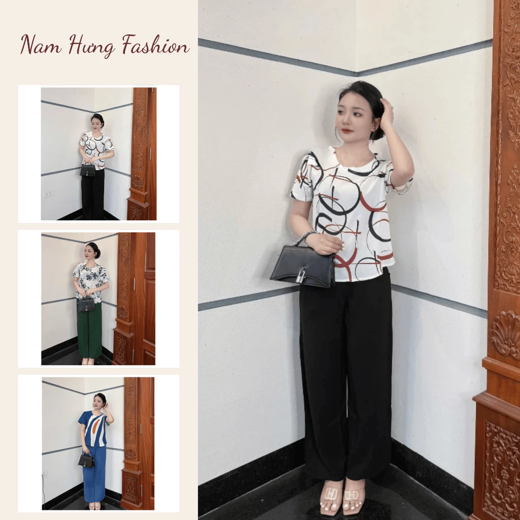 Bộ Đũi Hàn Cao Cấp Họa Tiết Thanh Lịch Sang Trọng - Nam Hưng Fashion