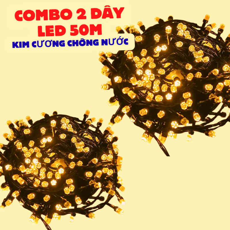 COMBO 2 dây 50M Đèn Nháy Dây Led Trang Trí Ngoài Trời Siêu Chống Nước