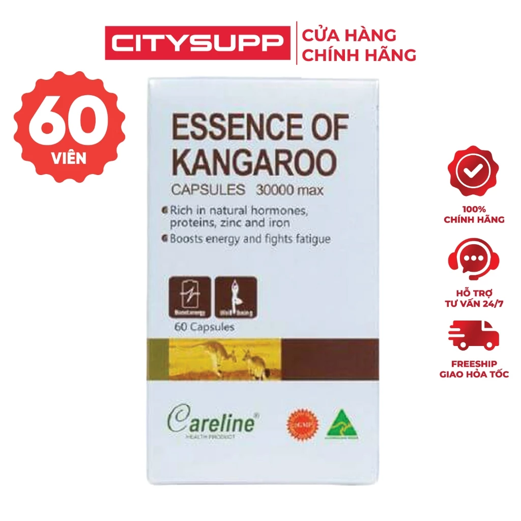 Viên uống Careline Essence of Kangaroo 30000mg - Hỗ trợ bổ thận, tăng cường thể lực nam giới - Chính hãng Úc