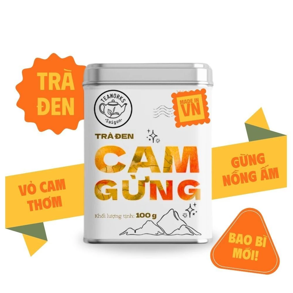 Trà đen cam gừng - Trà xanh lá dứa - Trà oolong quế hoa - Trà đen gạo rang 100g