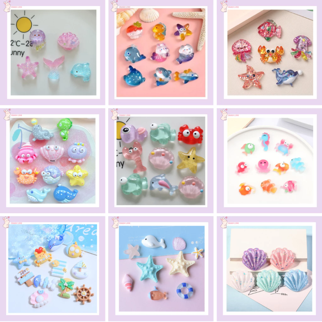 🌊 Charm Động Vật Biển Trong Suốt – Phụ Kiện Trang Trí Handmade DIY, Ốp Lưng Điện Thoại, Nón Bảo Hiểm,...