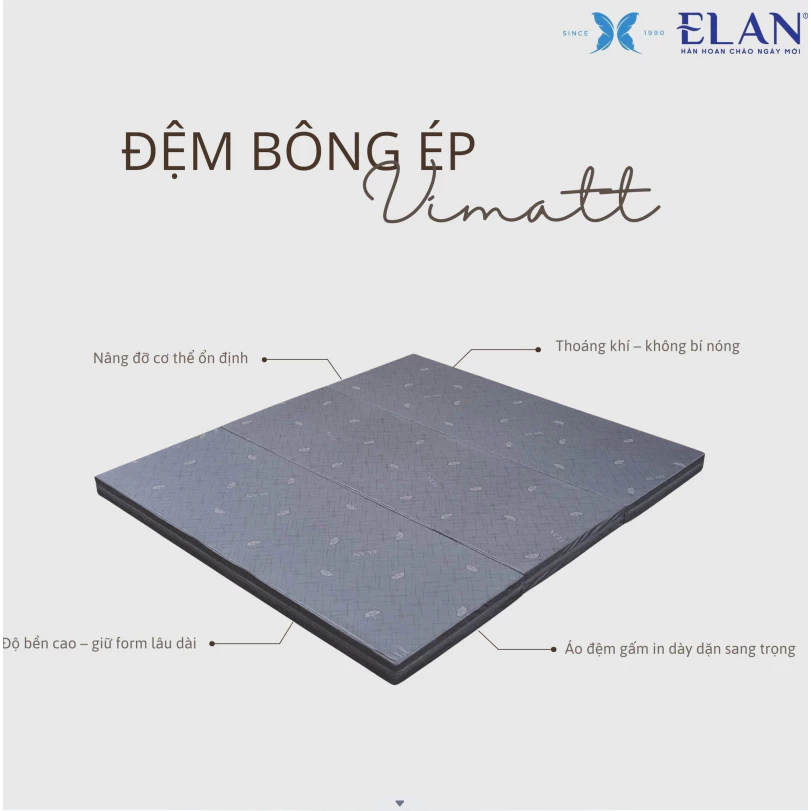 Đệm bông ép Vimat gấp 3 tấm Elan