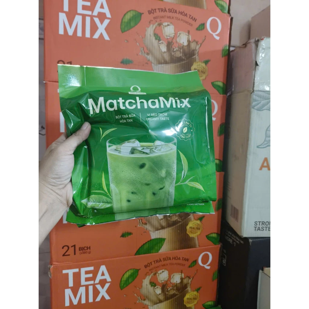 Trà sữa Matcha Trần quang - bịch 24 gói x 20g)