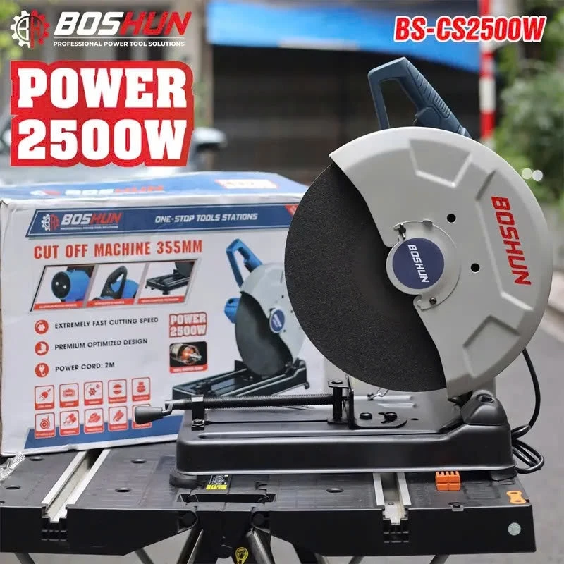 [Full Phụ Kiện] Máy Cắt Sắt Boshun BS-CS2500W Lõi Đồng, Công Suất 2500w Thiết Kế An Toàn, Tặng Lưỡi Cắt