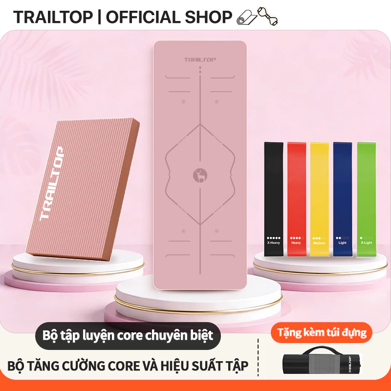 【COD】Trailtop Combo Tấm Đệm TPE Dày Balance Padn Thảm Tập Yoga Dây Kháng Lực Combo Dây Kháng Lực Tập Gym