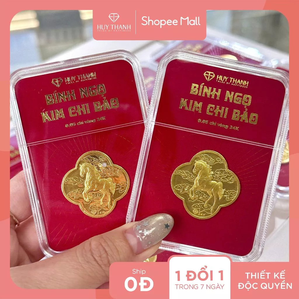 Quà Tặng Bính Ngọ Kim Chi Bảo LNNGUA 0.05 Chỉ Vàng 24k Huy Thanh Jewelry