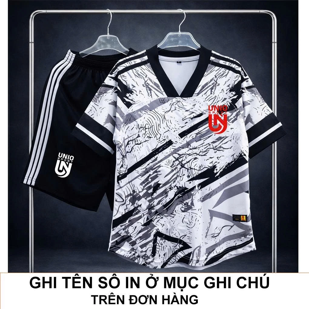 [UNIO-ĐT04] IN TÊN SỐ ÁO -Bộ quần áo bóng đá, áo Thể THao thương hiệu UNIO Đen nhiều họa tiết