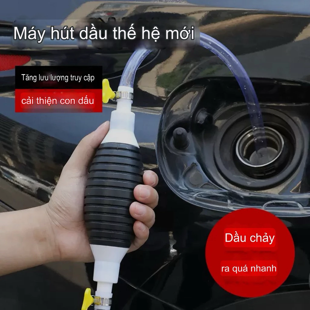 [ Loại to] Bơm Hút Chất Lỏng / Dầu Thủ Công Cao Cấp - Ống PVC Dày 2mm, Đầu Bơm Cao Su Phóng To, Hút Nhanh Không Rò Rỉ