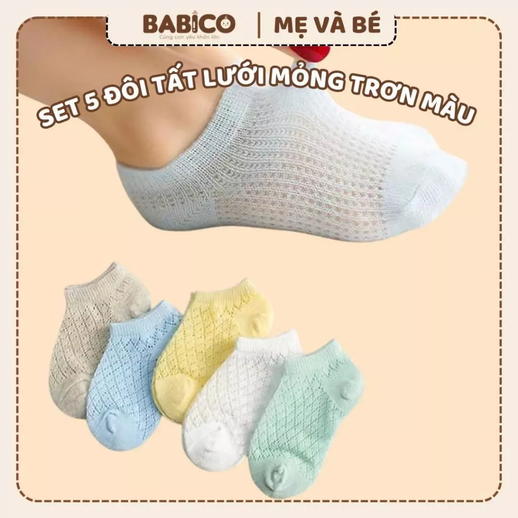Sét 5 đôi tất dạng lưới cho bé trai/ bé gái