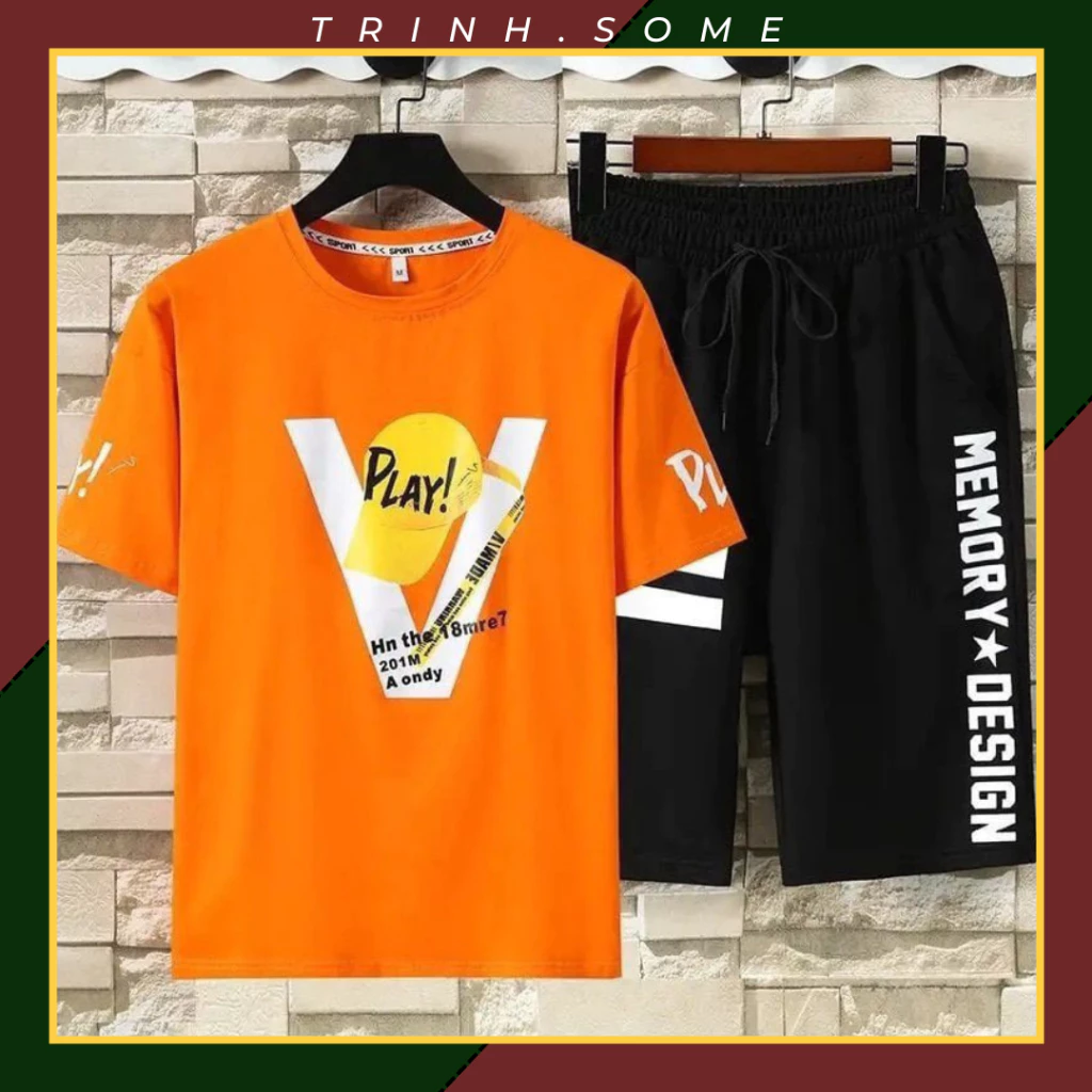 Bộ Thể Thao Nam Mặc Nhà thun lạnh, Đủ size S - 2XL, bộ quần áo hè chữ V ngắn tay. Mã CV
