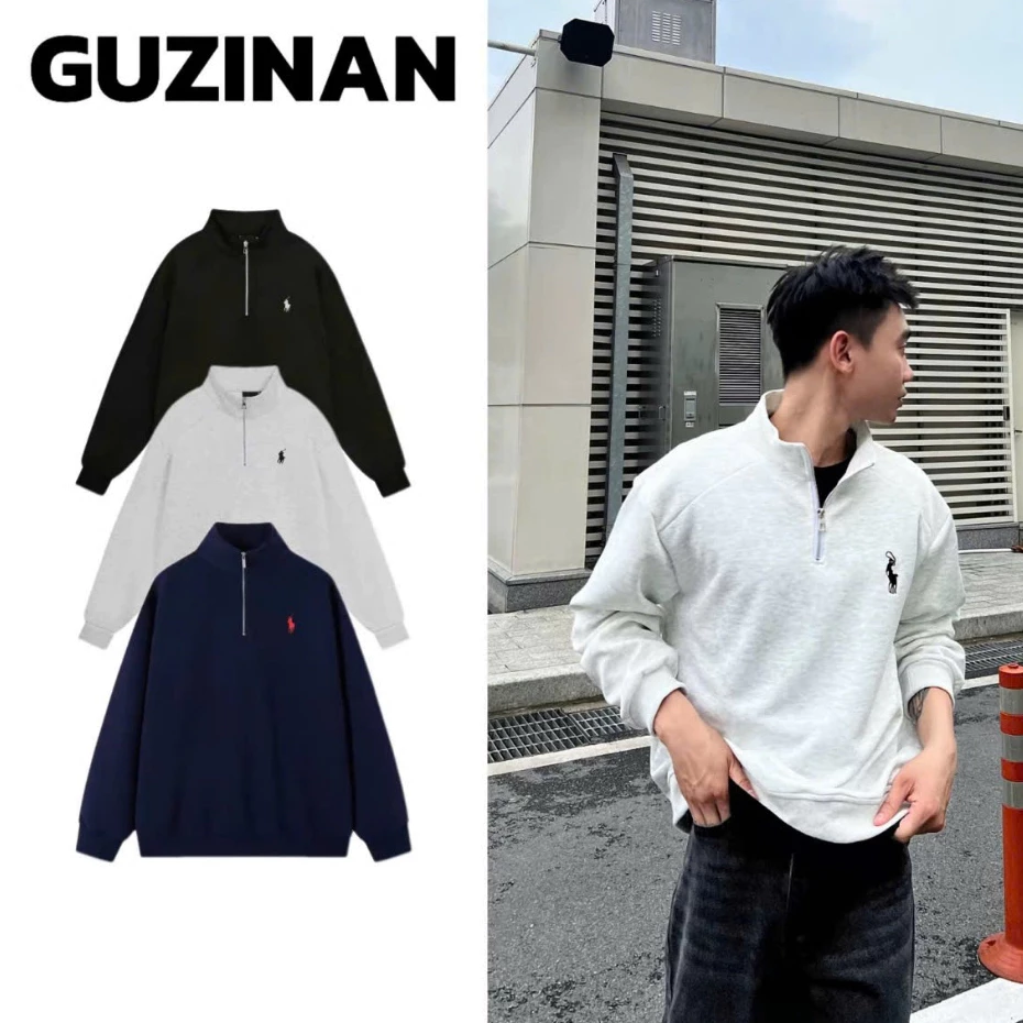 Xả Áo Swt Thêu Ngựa Phối Khóa Zip Cổ Basic Năng Động Chất Nỉ 2 Da Dày dặn Mặc đứng Form Thời Trang Boy Phố