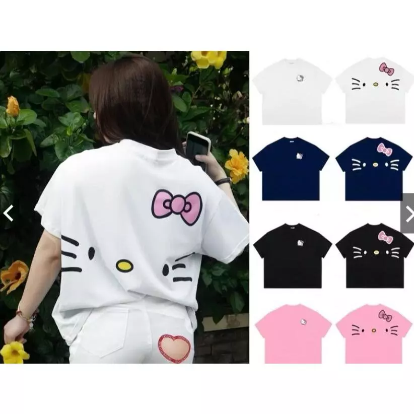Áo Thun Big Boxy Hello Kitty Form Rộng Tay Ngắn Cotton Cổ Tròn Nam Nữ " MÈO RÂU " ANDYSHOP