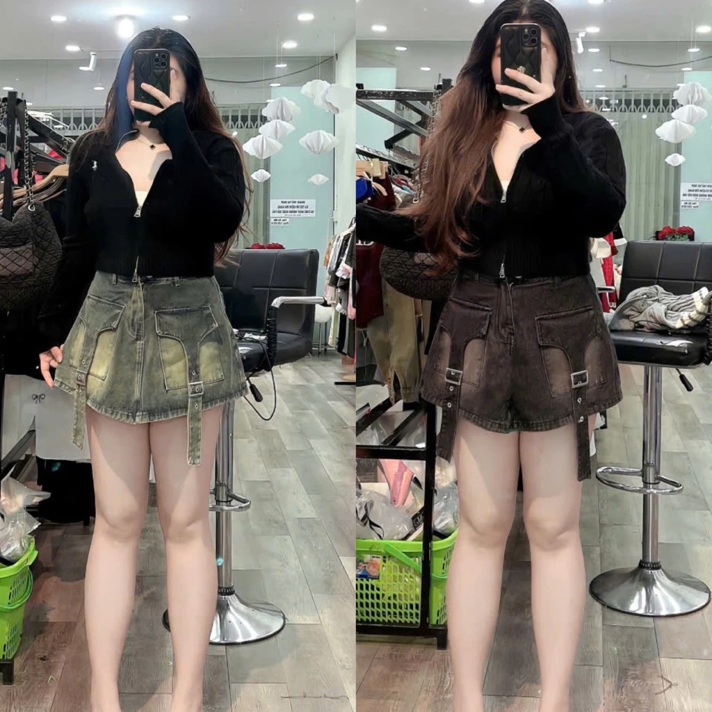 [ bigszie 60-90kg] Quần váy jean lưng cao mã 716