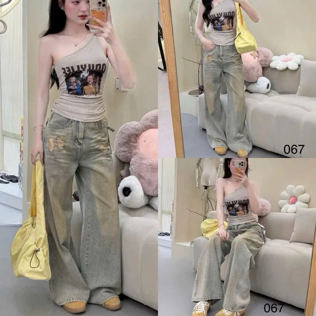 [Bigsize 60-90kg] QUẦN SUÔNG ỐNG RỘNG  RÁCH NHẸ 714