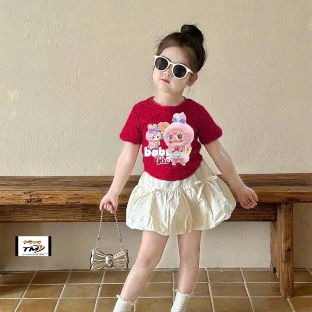G34 Set Áo in hình 3D kèm chân váy xinh xắn cho bé gái (9-30kg) [LiaKid]