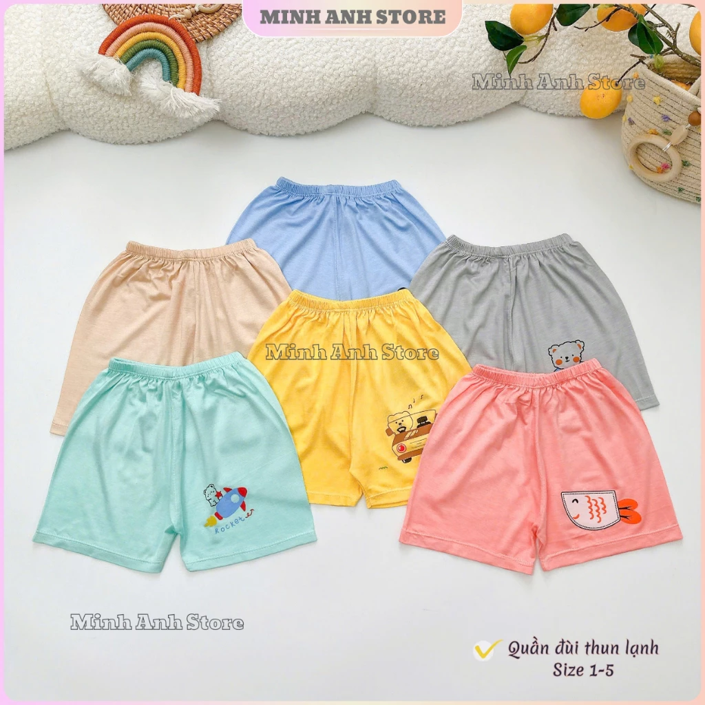 [Set 5-10] Quần Đùi cho bé sơ sinh vải thun lạnh mềm mịn mát với 5 màu size cho bé từ 4-15kg QCM03